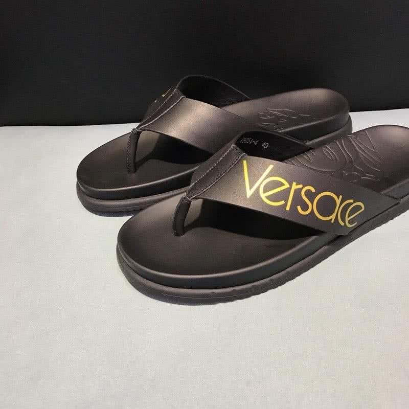 Versace Top Quality Flip Flops Slippers Black And Yellow Men 6