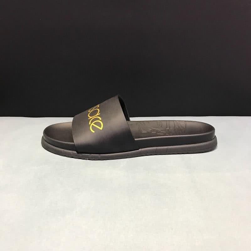 Versace Fashion Slippers Cowhide Black And Yellow Men 5