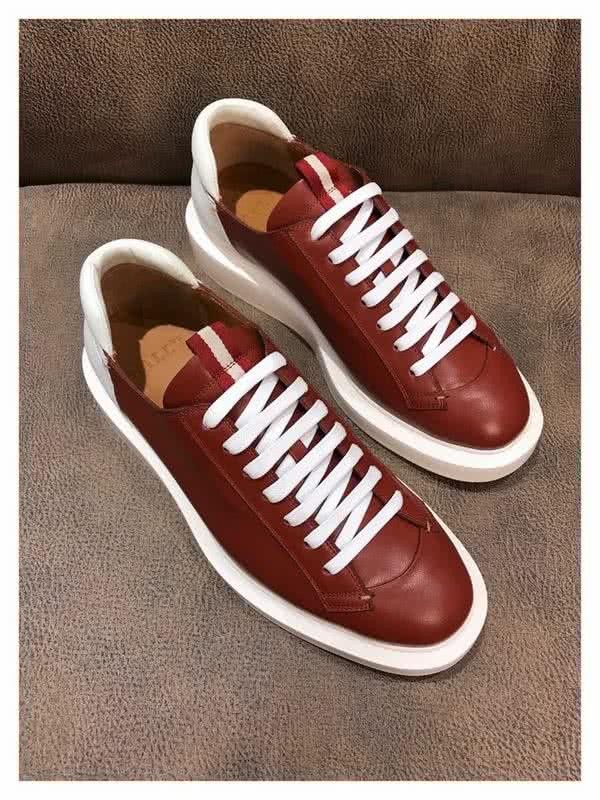 Bally Fashion Leather Sports Shoes Cowhide White And Red Men 1