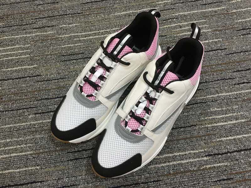 Christian Dior Sneakers 3017  White Cotton Grid Pink Tongue and Upper Men 2