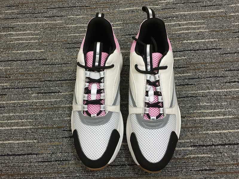 Christian Dior Sneakers 3017  White Cotton Grid Pink Tongue and Upper Men 3