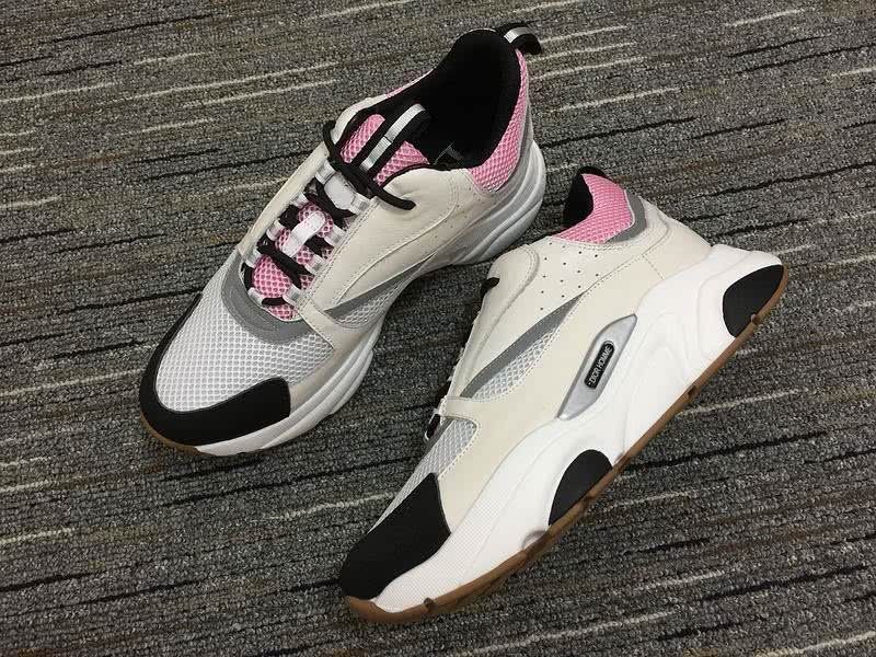 Christian Dior Sneakers 3017  White Cotton Grid Pink Tongue and Upper Men 1