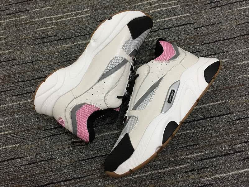 Christian Dior Sneakers 3017  White Cotton Grid Pink Tongue and Upper Men 4