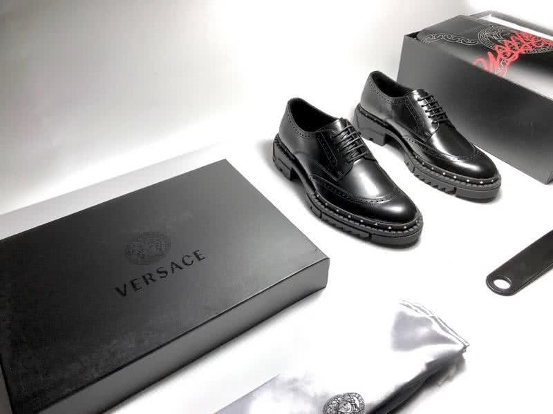 Versace Cowhide Lining Brogues Loafers Classic Rivet Pure Black Men 5