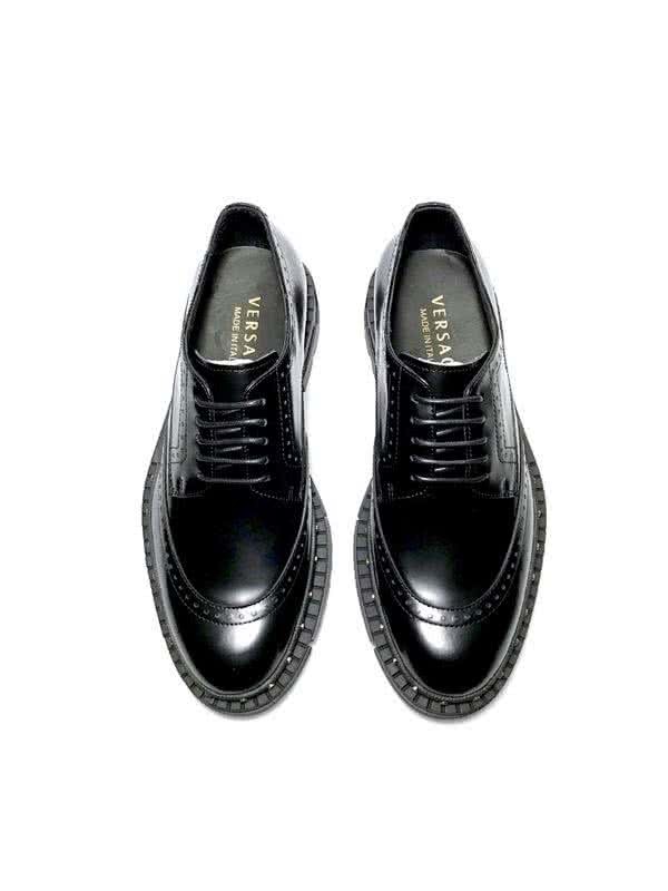 Versace Cowhide Lining Brogues Loafers Classic Rivet Pure Black Men 8