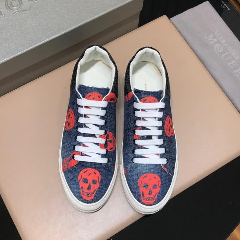 Alexander McQueen Sneakers Blue Jeans Orange Skull White Shoelaces And Sole Men 2