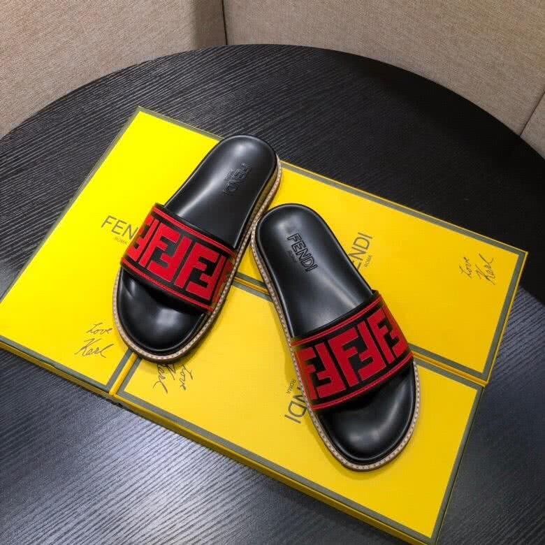 Fendi Slippers Black And Red Upper Wave Sole Men 2