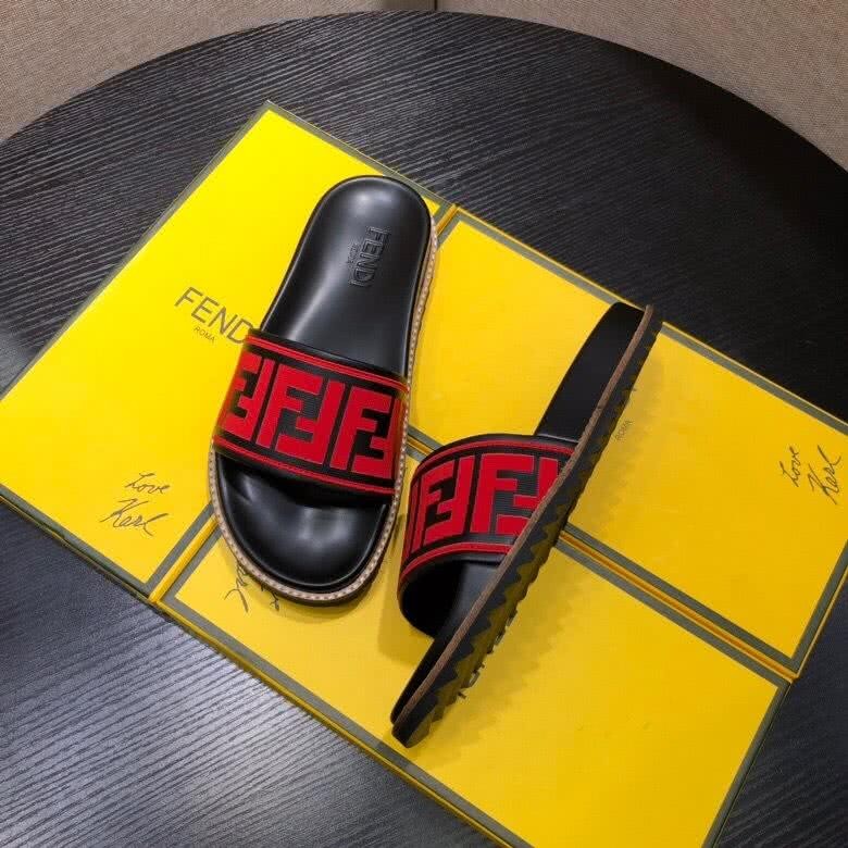 Fendi Slippers Black And Red Upper Wave Sole Men 4