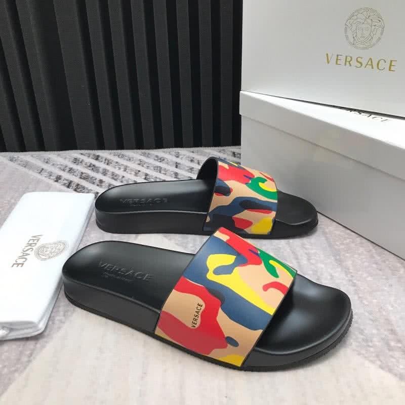 Versace Top Quality Cowhide Slippers Red Blue And Yellow Men 3