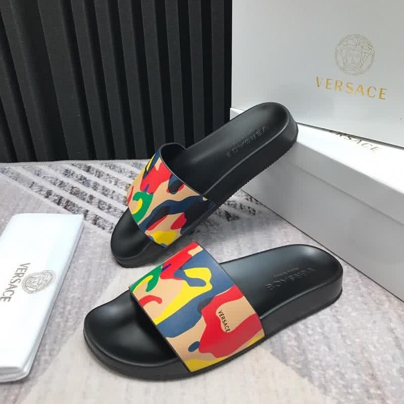 Versace Top Quality Cowhide Slippers Red Blue And Yellow Men 2