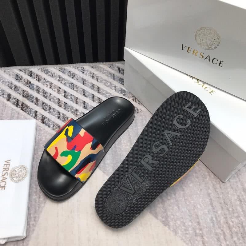 Versace Top Quality Cowhide Slippers Red Blue And Yellow Men 6