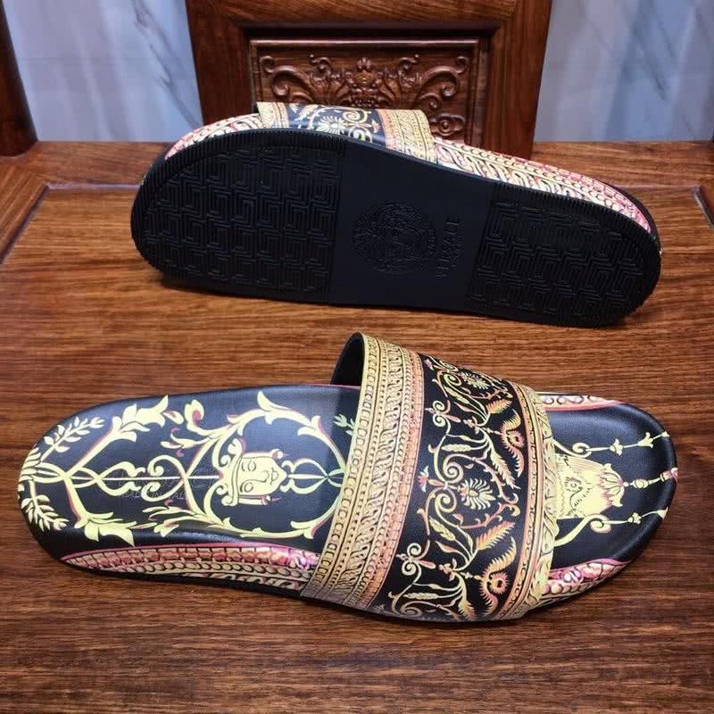 Versace Fashion Slippers Cowhide Pattern Yellow And Black Men  8