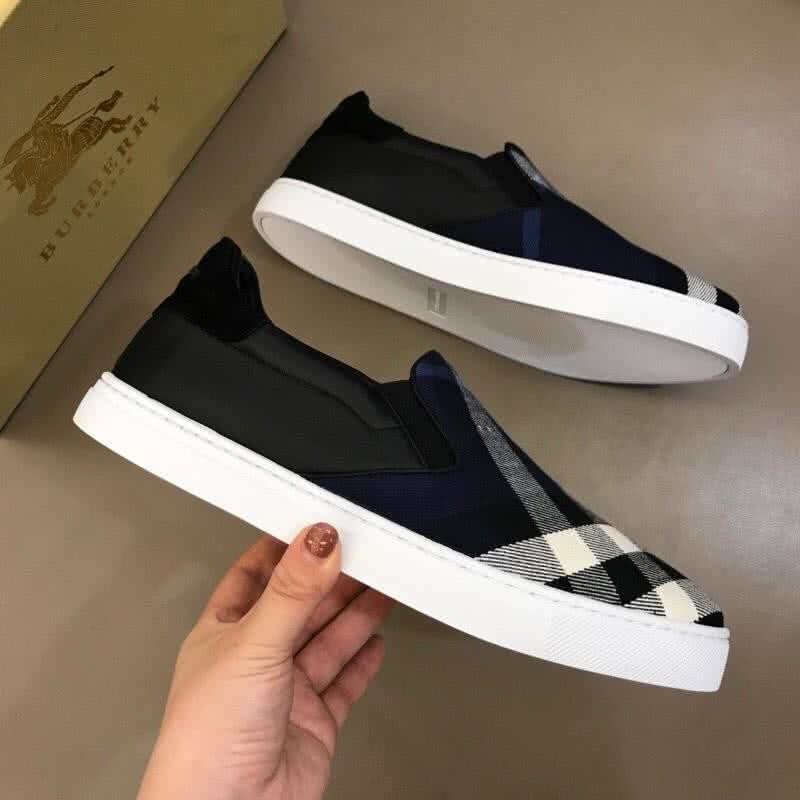Burberry Fashion Comfortable Sneakers Cowhide Black And White Men 4