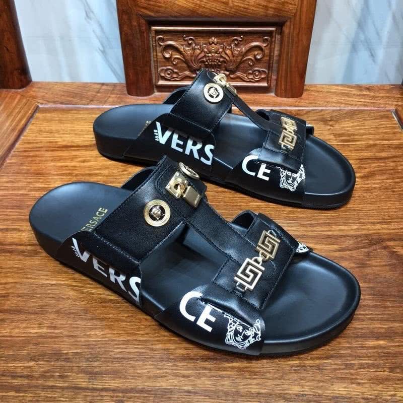 Versace Top Quality Slippers Gold And  Black Men 5