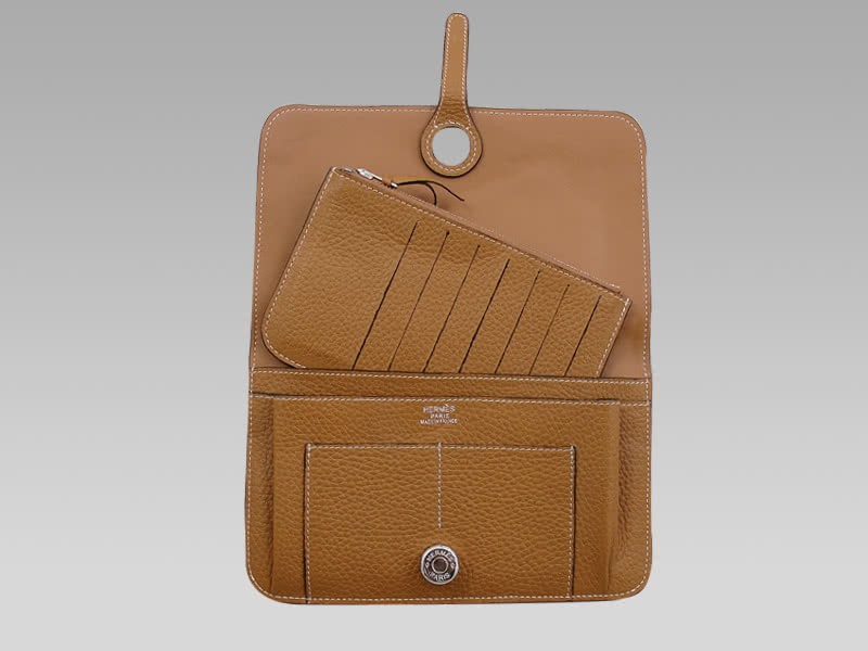 Hermes Dogon Togo Leather Wallet Purse Tan 7