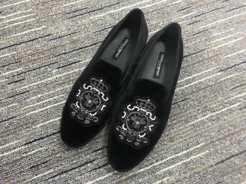 Dolce&Gabbana Leather Shoes Black suede Grey inside Paillette front Women 1