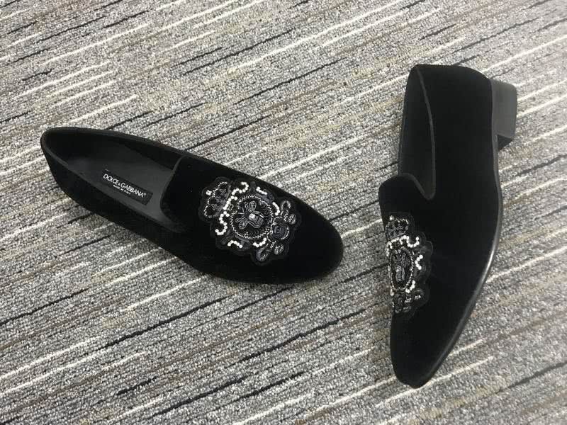 Dolce&Gabbana Leather Shoes Black suede Grey inside Paillette front Women 5