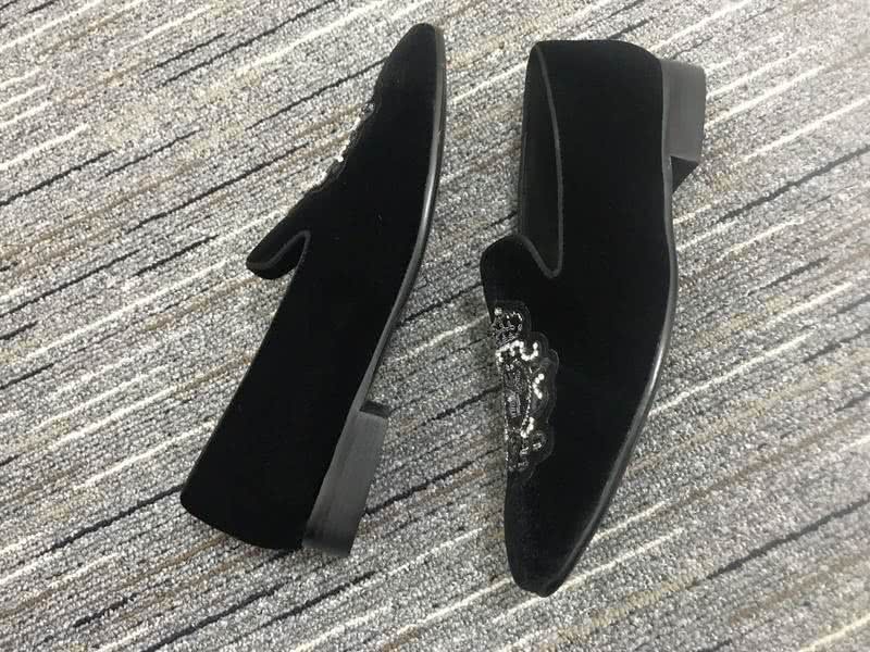Dolce&Gabbana Leather Shoes Black suede Grey inside Paillette front Women 6
