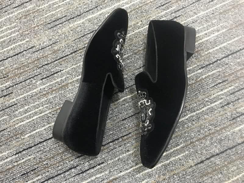 Dolce&Gabbana Leather Shoes Black suede Grey inside Paillette front Women 7