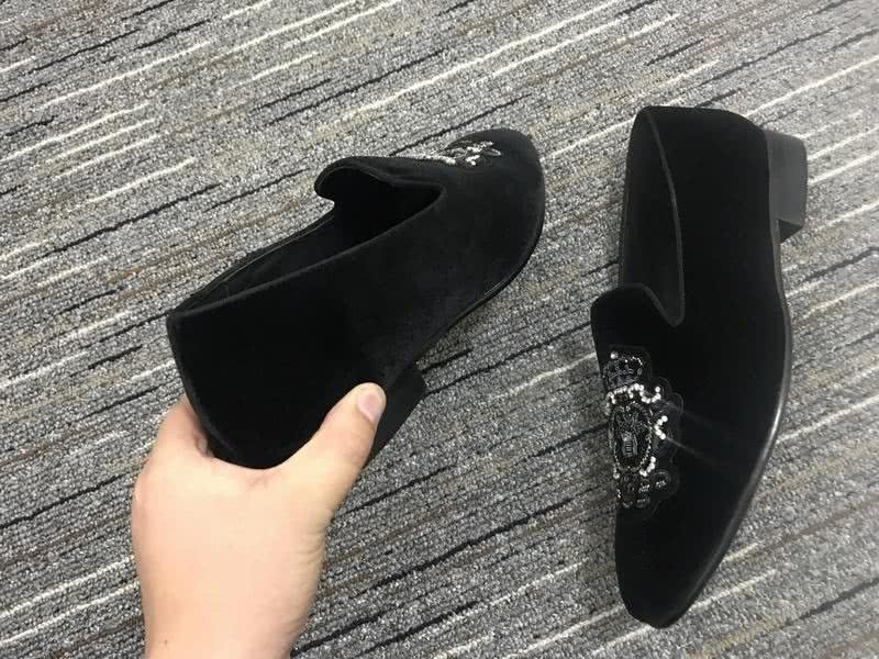 Dolce&Gabbana Leather Shoes Black suede Grey inside Paillette front Women 8