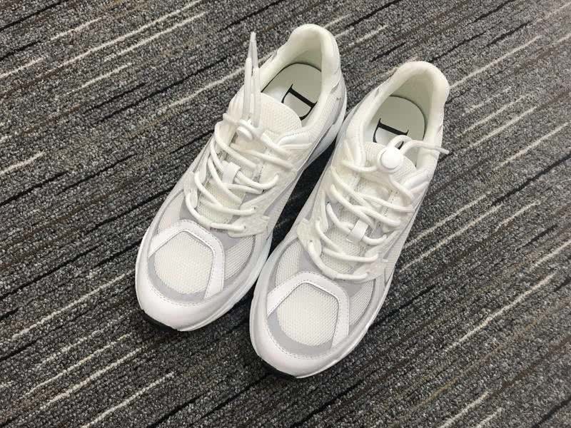 Christian Dior Sneakers 3019  White Cotton Grid Silver Bar Thick Sole Men 2