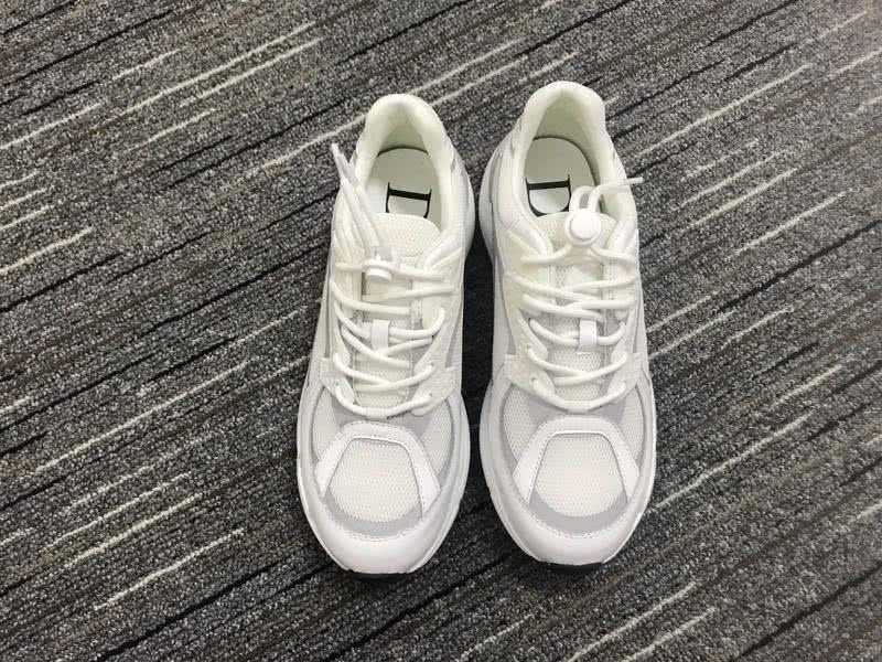Christian Dior Sneakers 3019  White Cotton Grid Silver Bar Thick Sole Men 3