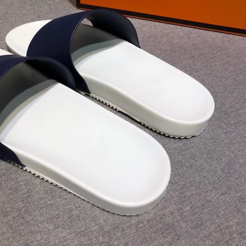 Hermes Fashion Comfortable Sandals Cowhide Blue And White Men 4