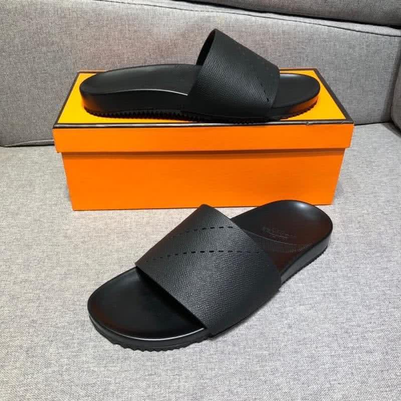 Hermes Fashion Comfortable Sandals Cowhide Black Men 9