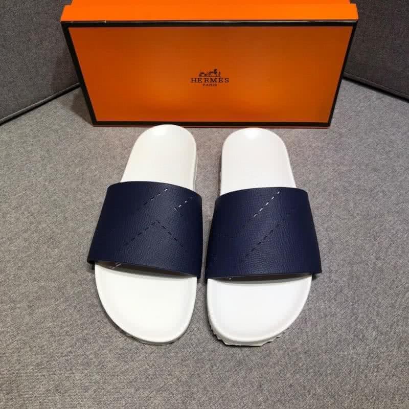 Hermes Fashion Comfortable Sandals Cowhide Black And White Men 3