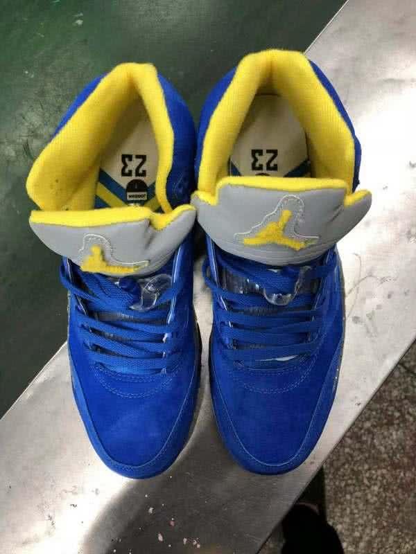 Air Jordan 5 Satin Blue And Yellow Men 2