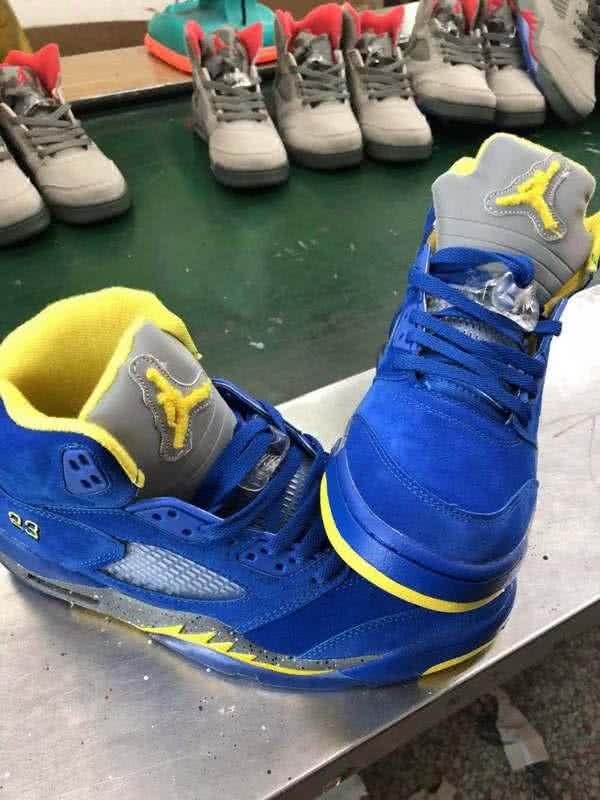 Air Jordan 5 Satin Blue And Yellow Men 3