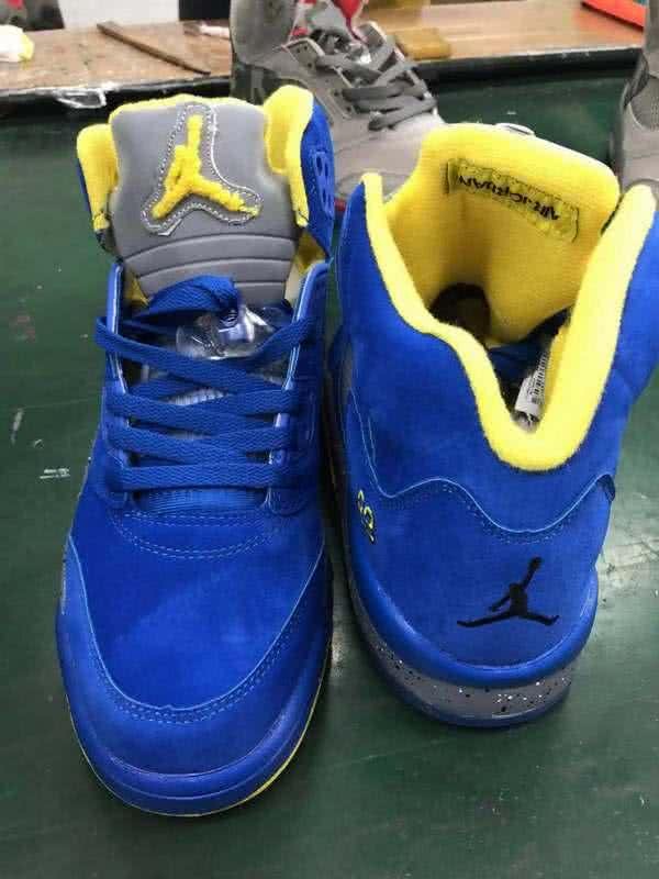 Air Jordan 5 Satin Blue And Yellow Men 4