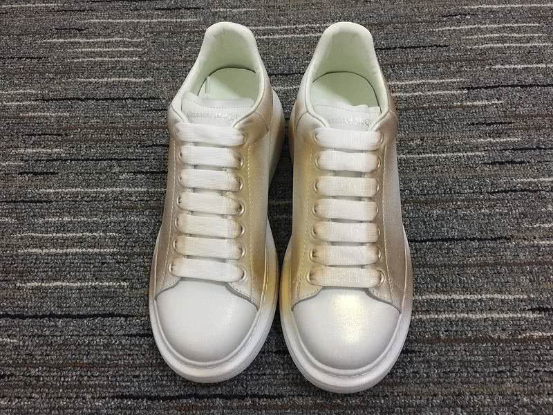 Alexander McQueen  Golden bilateral White Leather shoes Men Women 2