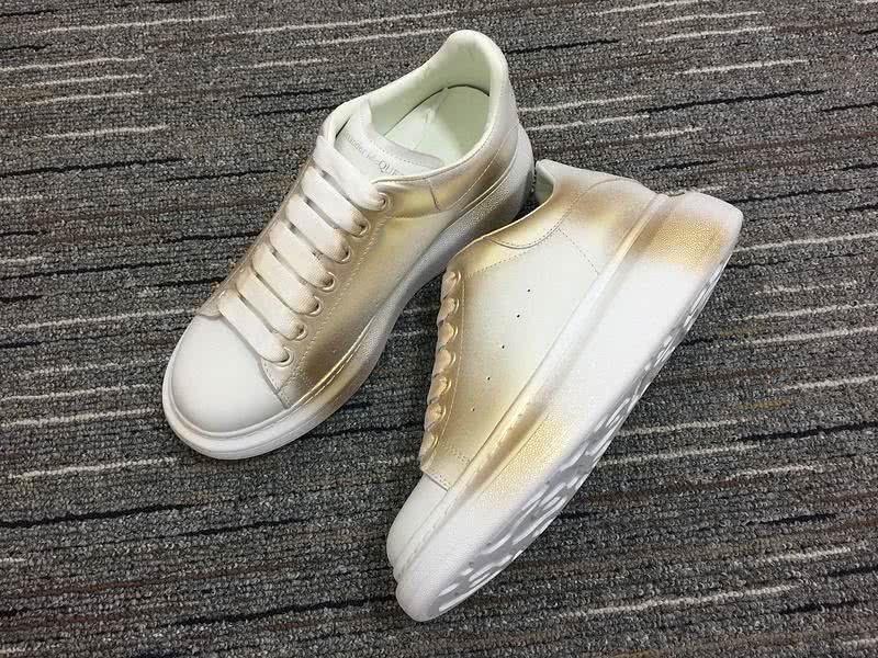 Alexander McQueen  Golden bilateral White Leather shoes Men Women 3