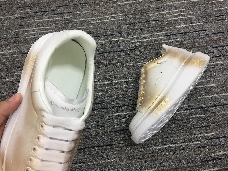 Alexander McQueen  Golden bilateral White Leather shoes Men Women 8