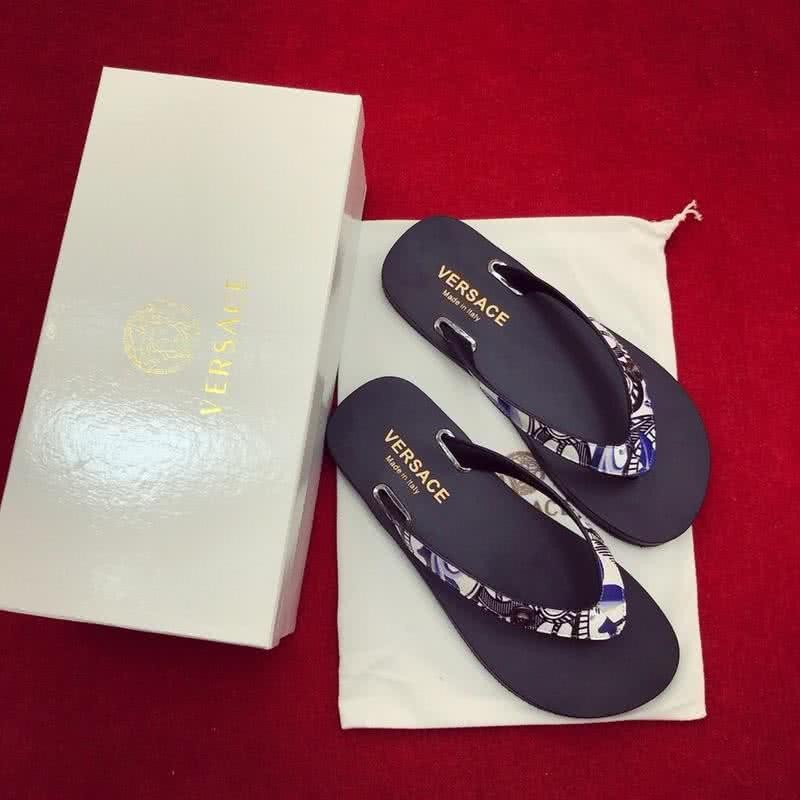 Versace Top Quality Flip Flops Slippers Black Blue And White Men 1