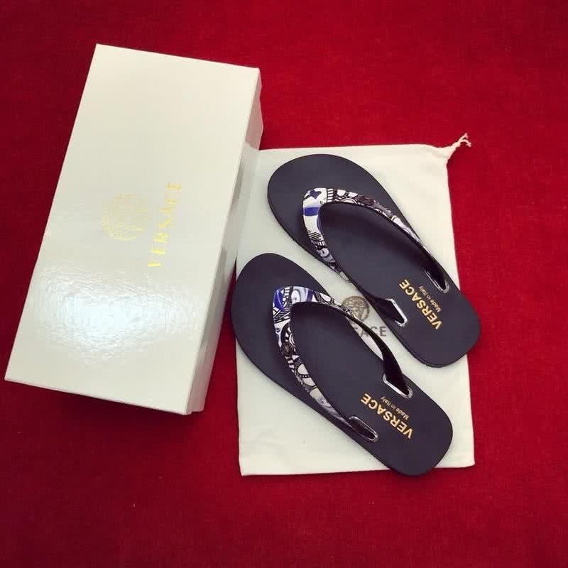Versace Top Quality Flip Flops Slippers Black Blue And White Men 3