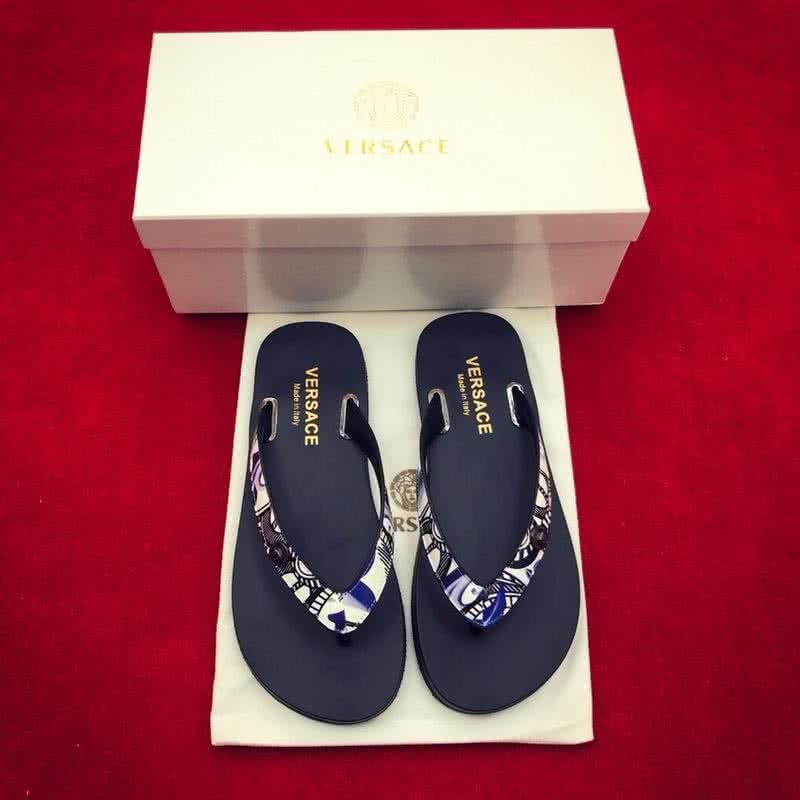 Versace Top Quality Flip Flops Slippers Black Blue And White Men 5
