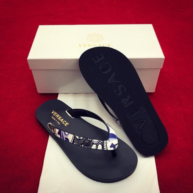 Versace Top Quality Flip Flops Slippers Black Blue And White Men 8