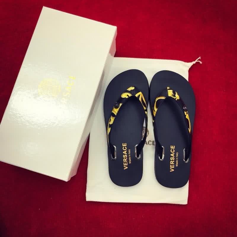 Versace Top Quality Flip Flops Slippers Black And Yellow Men 4
