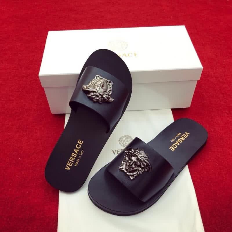Versace New Fashion Slippers Cowhide Black Men 2