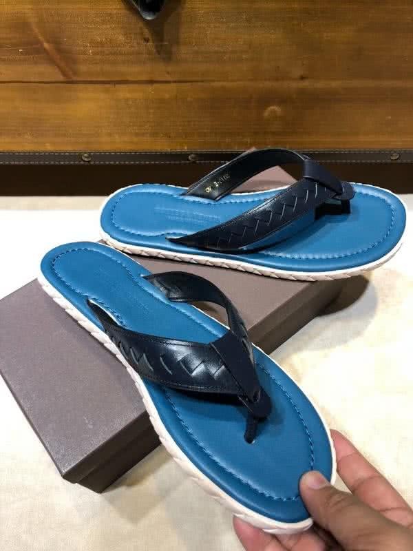 Bottega Veneta Fashion Slippers Cowhide Flip Flops Blue Men 5