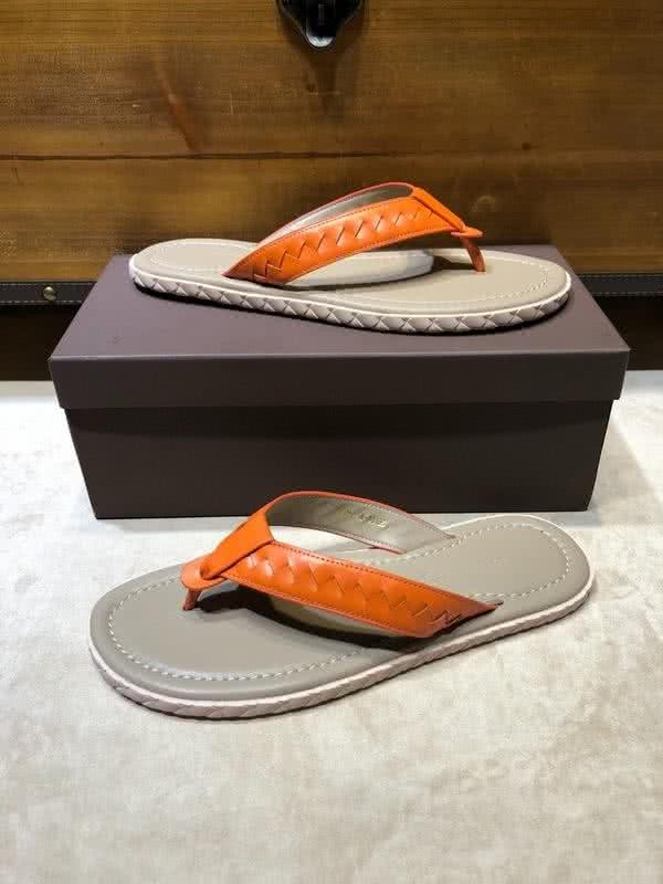 Bottega Veneta Fashion Slippers Cowhide Flip Flops Orange Men 8