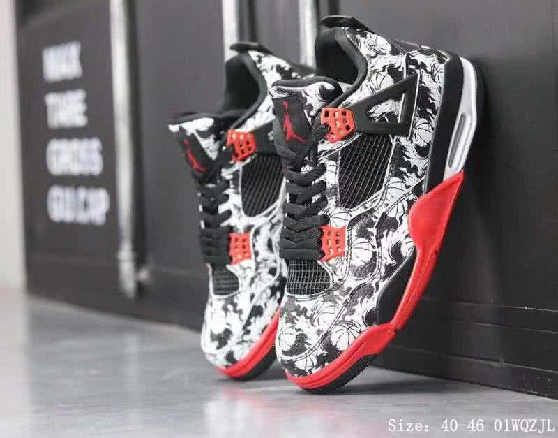Air Jordan 4 Shoes White Black And Red Men 2