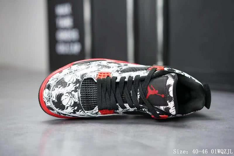 Air Jordan 4 Shoes White Black And Red Men 3