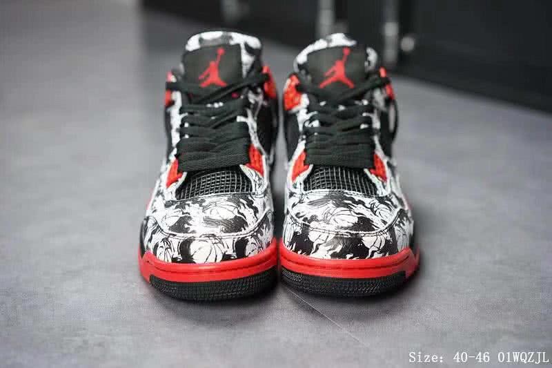 Air Jordan 4 Shoes White Black And Red Men 5