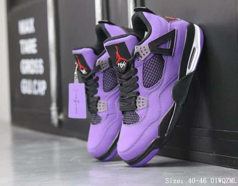Air Jordan 4 Shoes Black And Purple Men 2