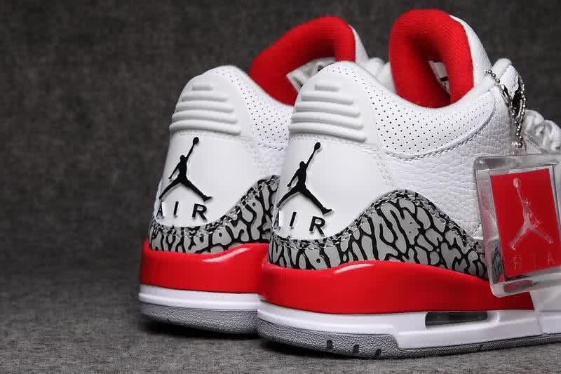 Air Jordan 3 Shoes White Red And Grey Men 4