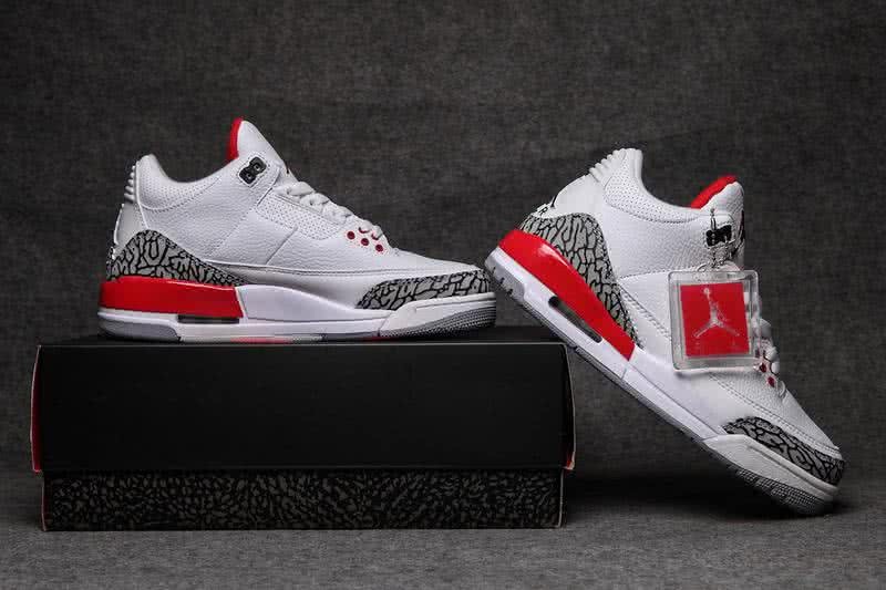 Air Jordan 3 Shoes White Red And Grey Men 5