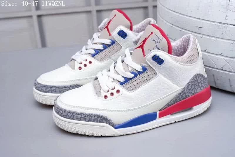 Air Jordan 3 Shoes White Blue And Red Men 2